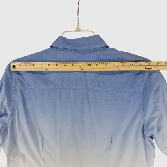 ST. Johns Bay Womens Gradient Blue To White Button-Up Long Sleeve Shirt Petite L - Picture 8 of 11